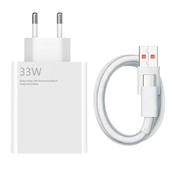 شارژر دیواری اصلی شیائومی مدل 33 وات به همراه کابل تبدیل USB-C