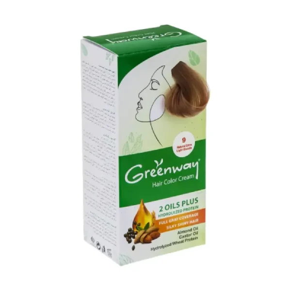 کیت رنگ مو گرین وی شماره 9 رنگ بلوند طلایی حجم 50 میلی لیتر