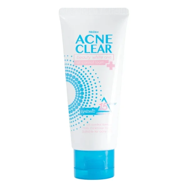 فوم شستشوی صورت و ضد آکنه میستین Mistine مدل Acne Clear Beauty white حجم 85 میلی لیتر