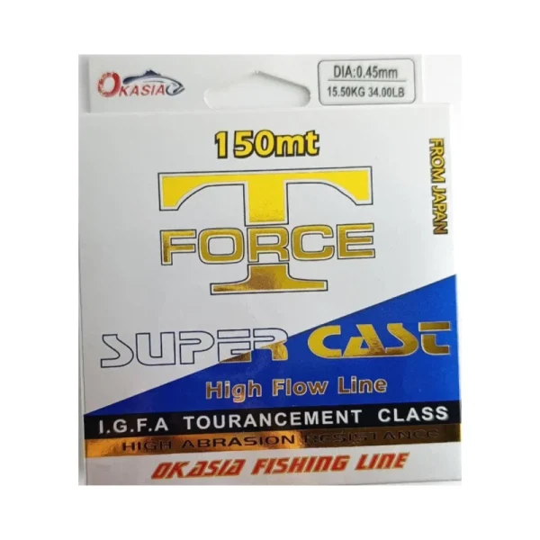 نخ ماهیگیری اوکاسیا Okasia مدل T-Force سایز 0.45 طول 150 متری