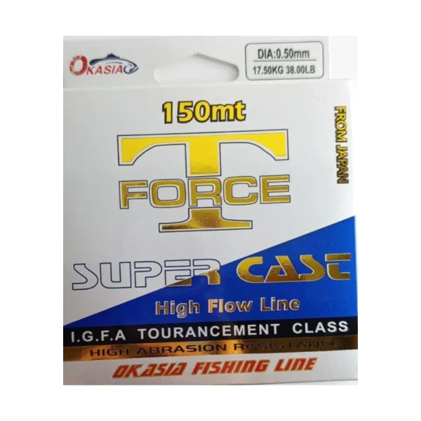 نخ ماهیگیری اوکاسیا Okasia مدل T-Force سایز 0.50 طول 150 متری