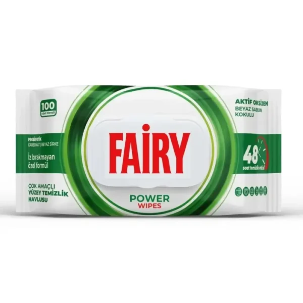 دستمال مرطوب چند منظوره سطوح فیری Fairy مدل Power Wipes | بسته 100 عددی