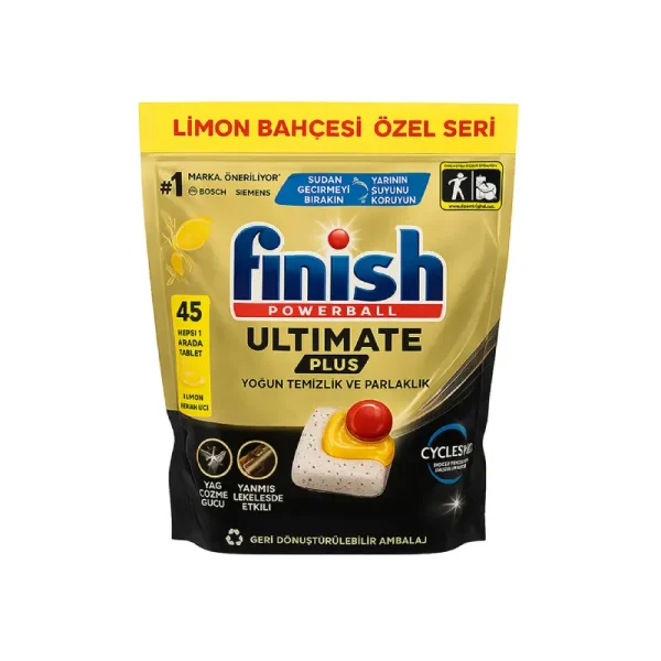 قرص ماشین ظرفشویی فینیش Finish مدل Ultimate Plus لیمو بسته 45 عددی