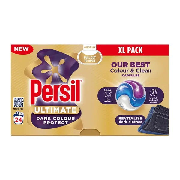 کپسول مایع لباسشویی پرسیل Persil مدل Ultimate Dark Colour Protect بسته 24 عددی