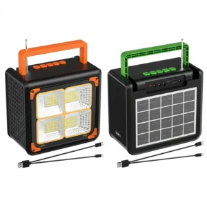 اسپیکر شارژی خورشیدی مدل LP V96 با پاوربانک و چراغ LED