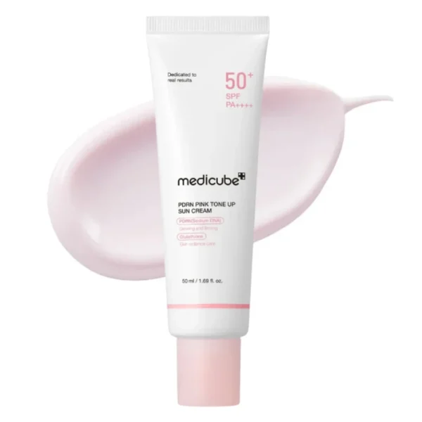 کرم ضد آفتاب مدی کیوب Medicube مدل PDRN Pink Tone up SPF50+ بی‌رنگ حجم 50 میل